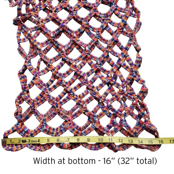 Crocheted Multicolor Chain Mail Open Weave Gold Metallic Threads Tunic Top S - Picture 12 of 14